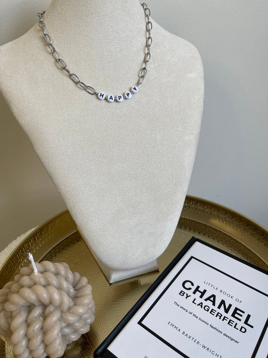 Happy silver necklace
