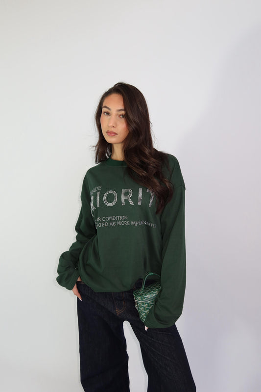 Priority rhinestone longsleeve