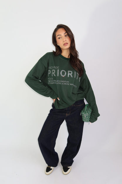 Priority rhinestone longsleeve