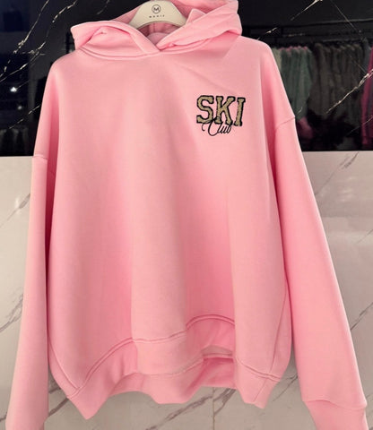 Ski club hoodie pink