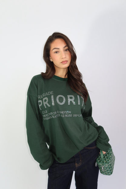 Priority rhinestone longsleeve
