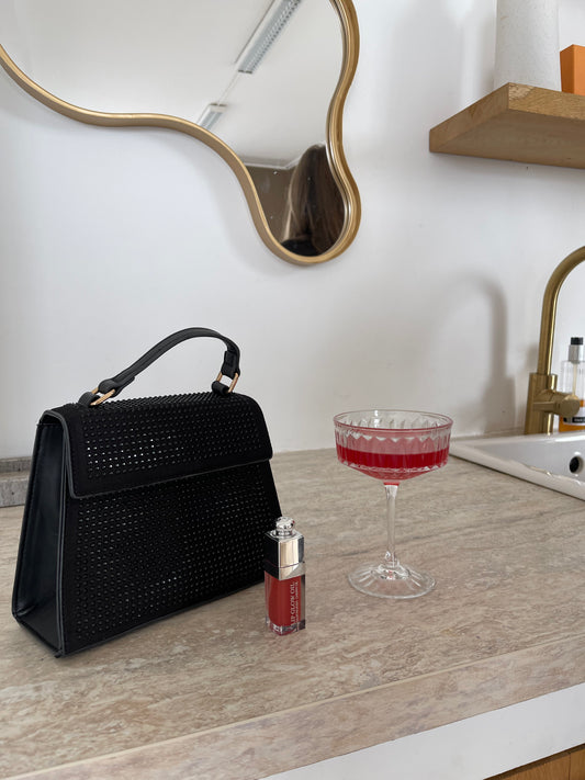 glitter bag black